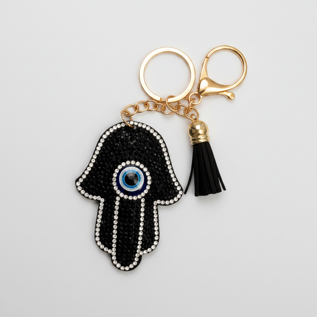 Black Hamsa key ring 