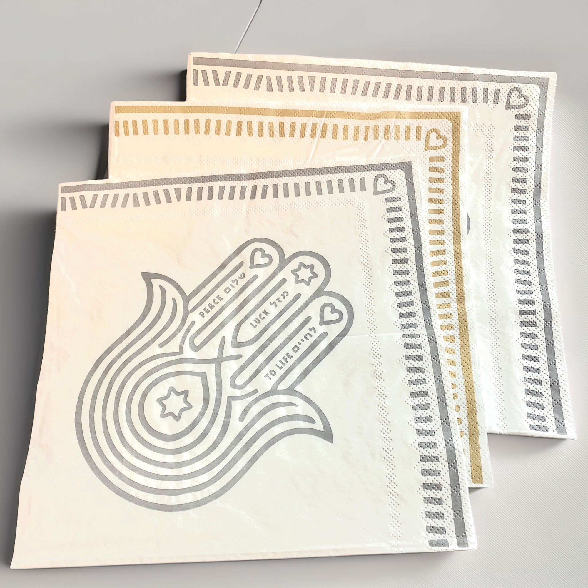 Serviettes - Hamsa Silver Gold