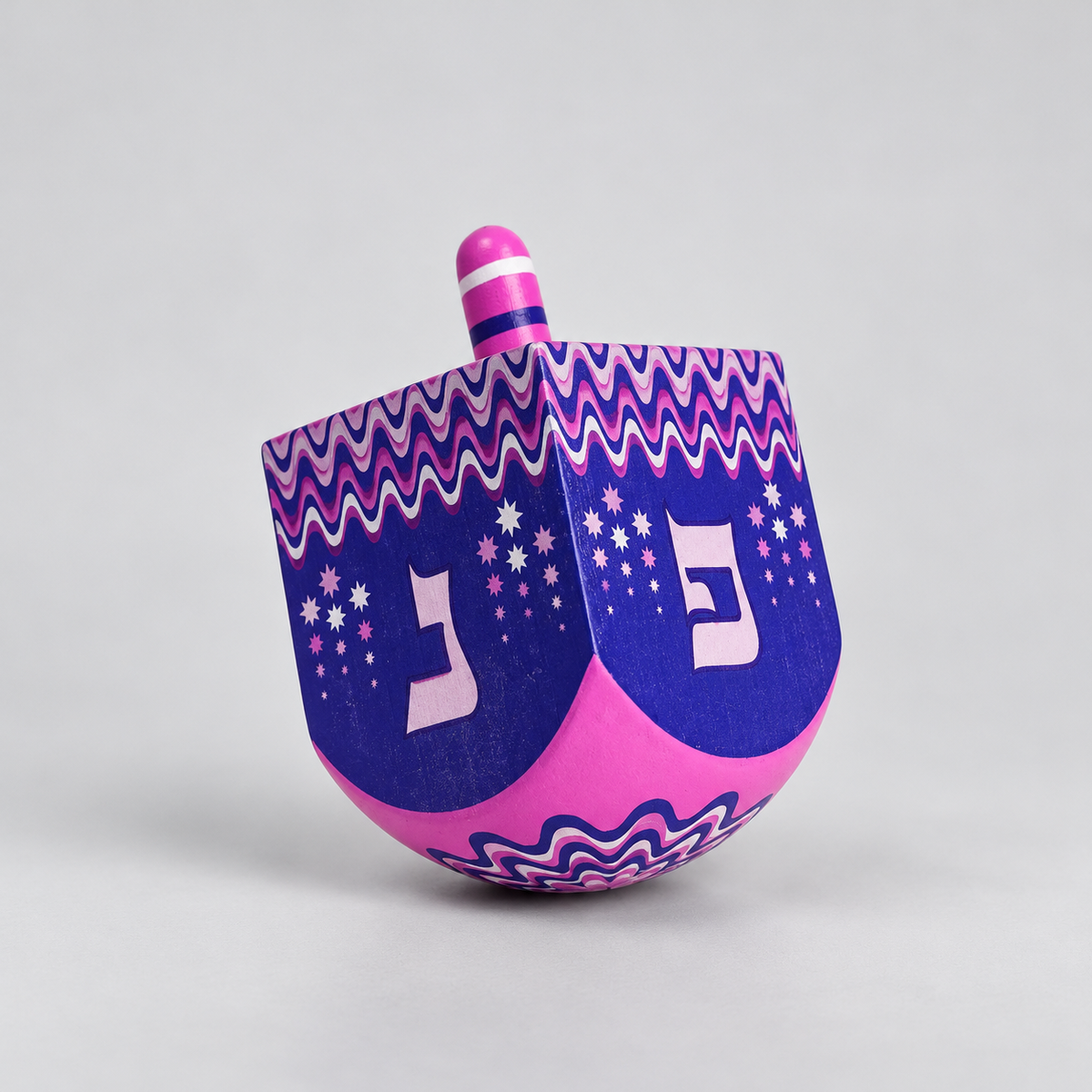 wooden dreidel pink and purple 