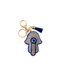 Silver and blue hamsa keyring 