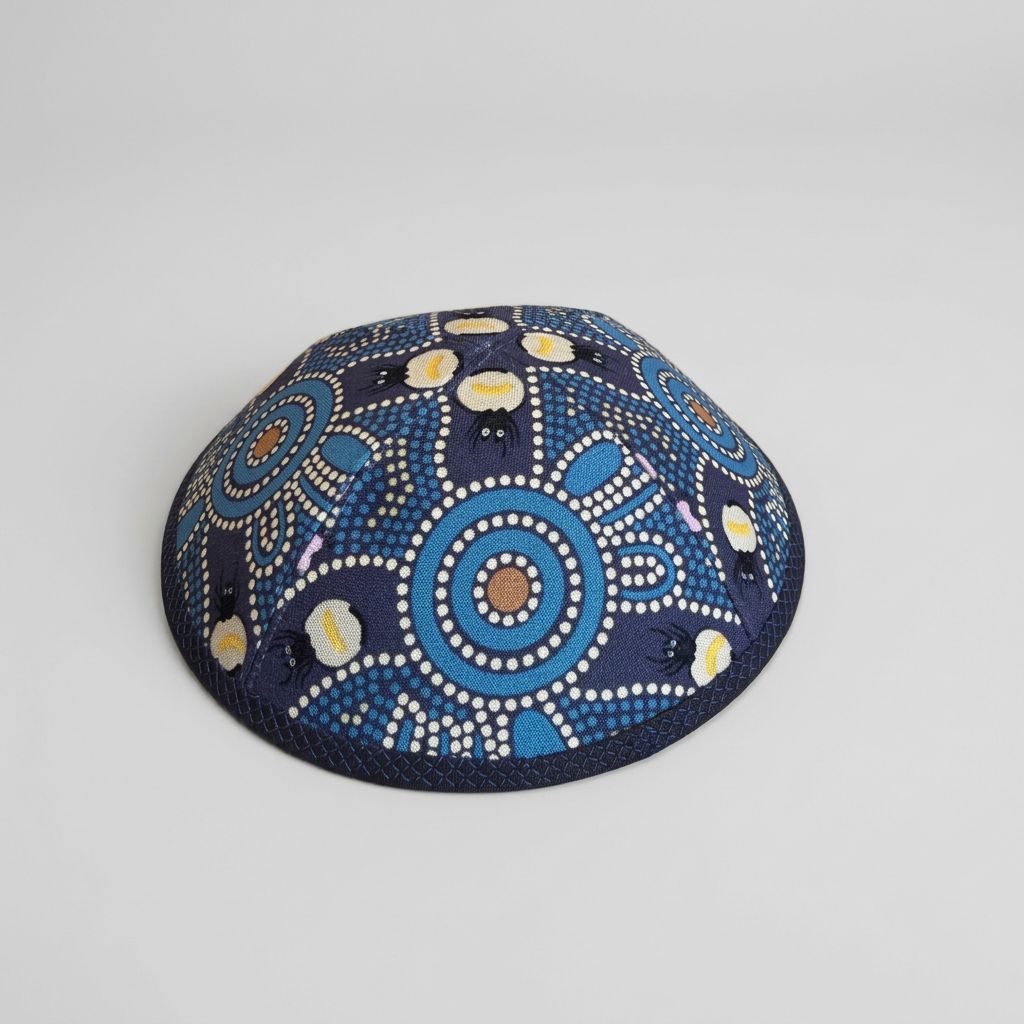 Spider Aboriginal Kippah Blue 