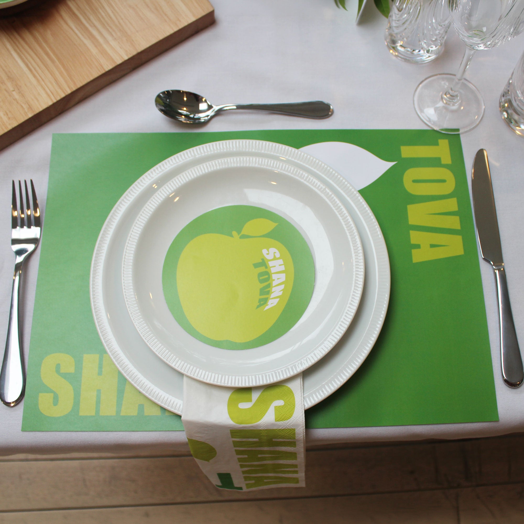 Green Apple Placemat Set of 10 for Rosh Hashanah