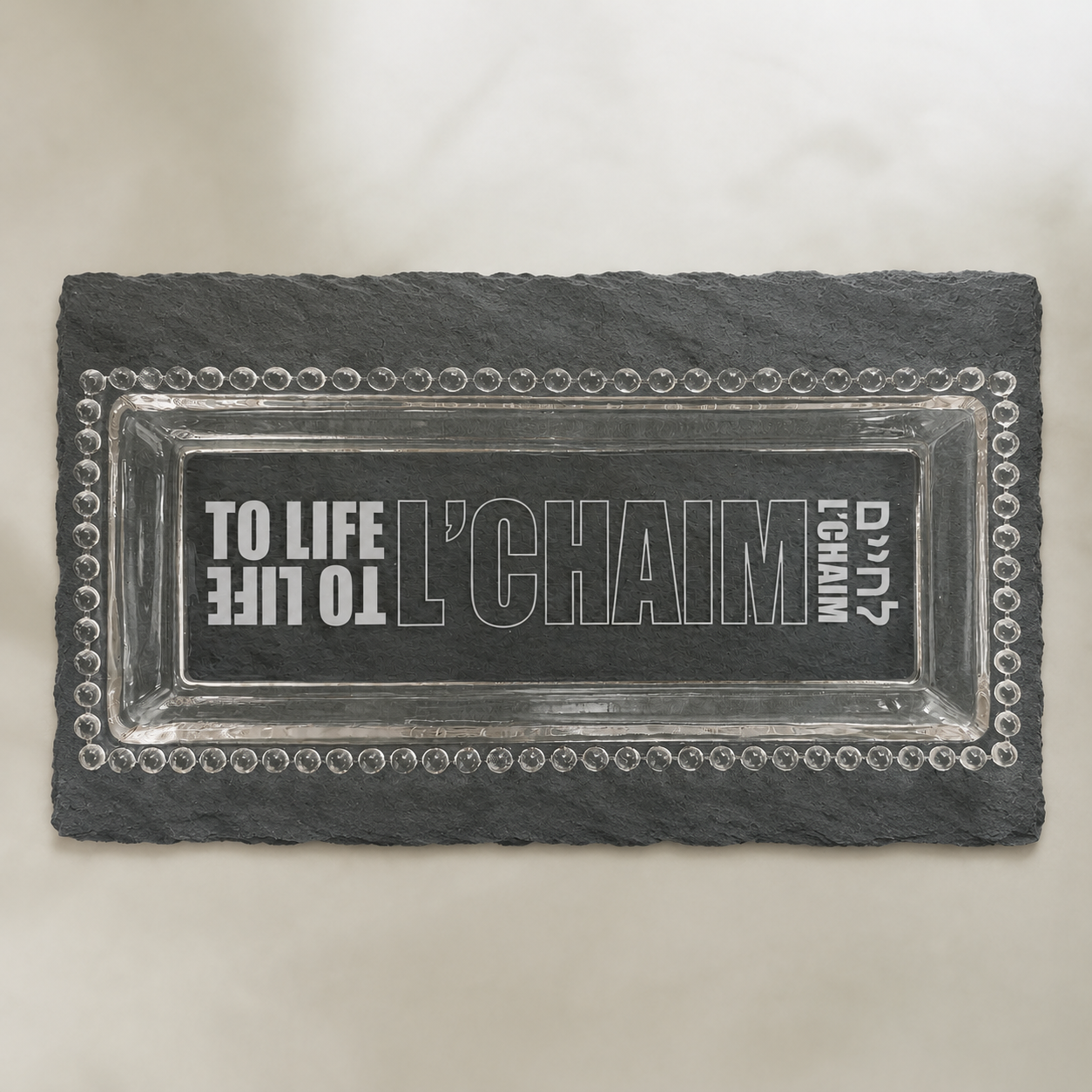 L'Chaim Glass Platter
