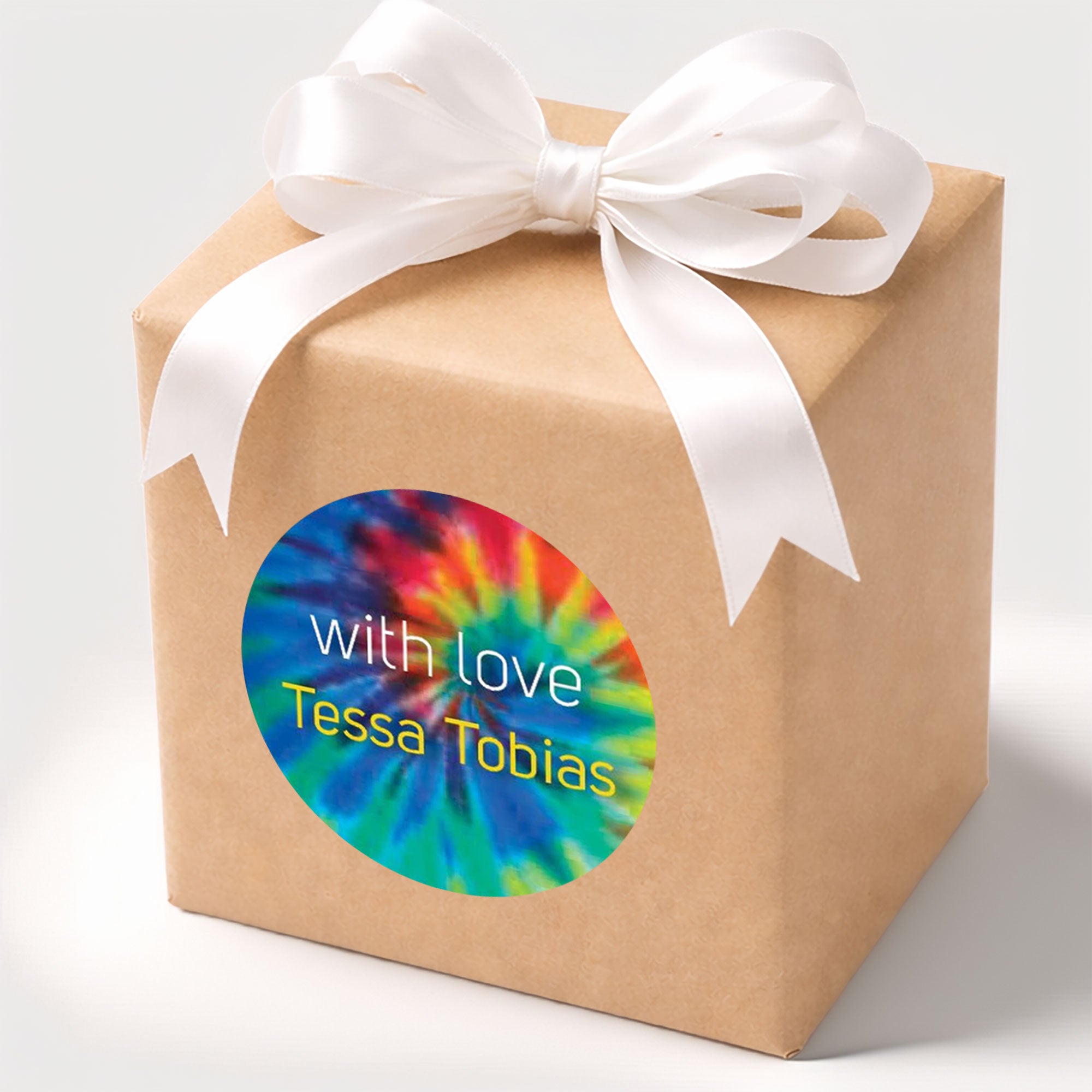 Round Tie-Dye Personalised Gift Stickers