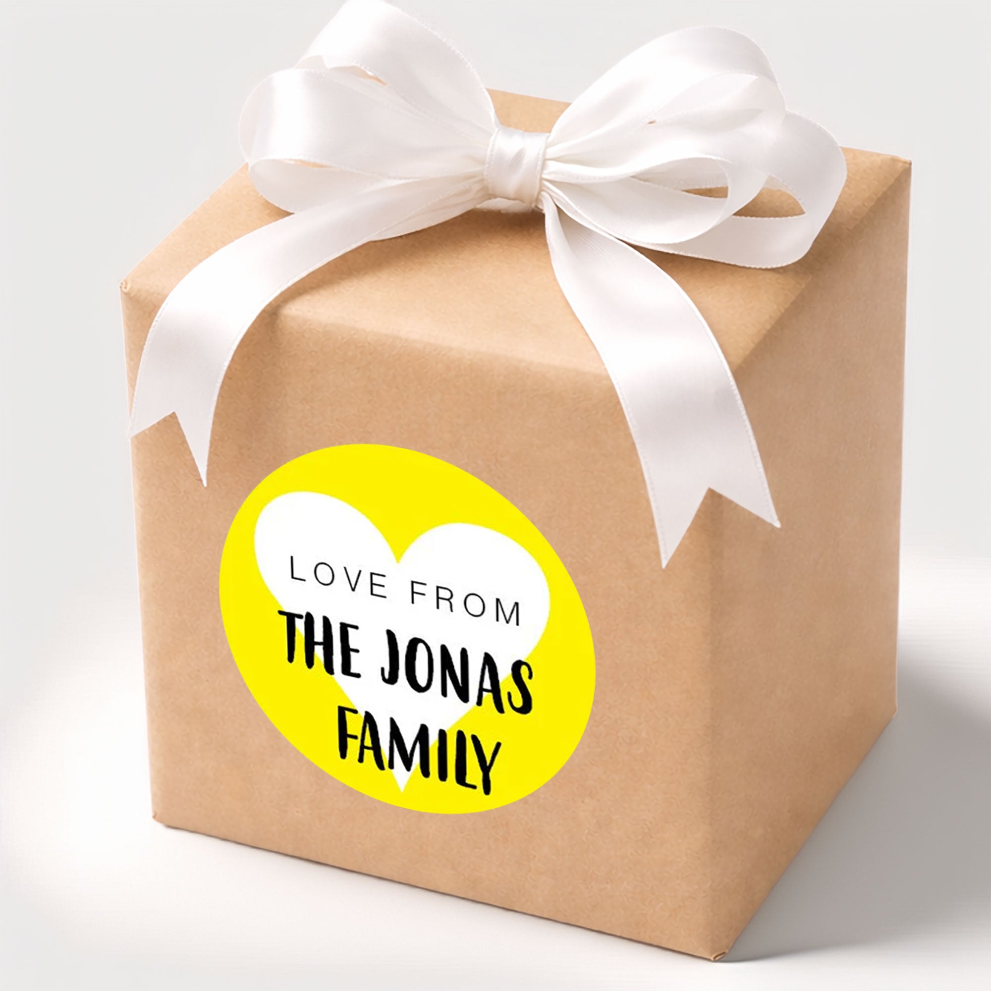 Round Yellow Heart Personalised Gift Stickers